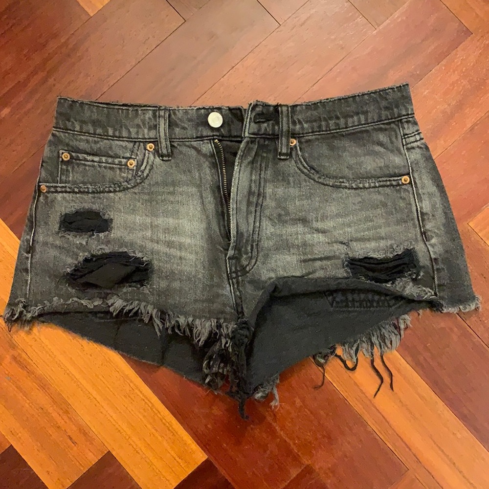 BDG black denim shorts
